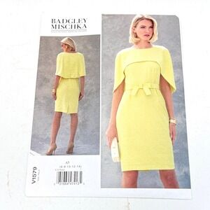 Vogue V1579 Sewing Pattern‎  Badgley Mischka Size 6 to 14 Cape Dress UNCUT